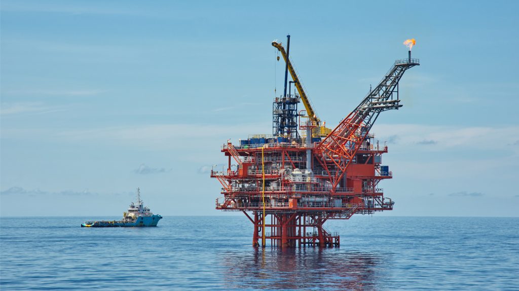 An offshore oil drilling machine. 